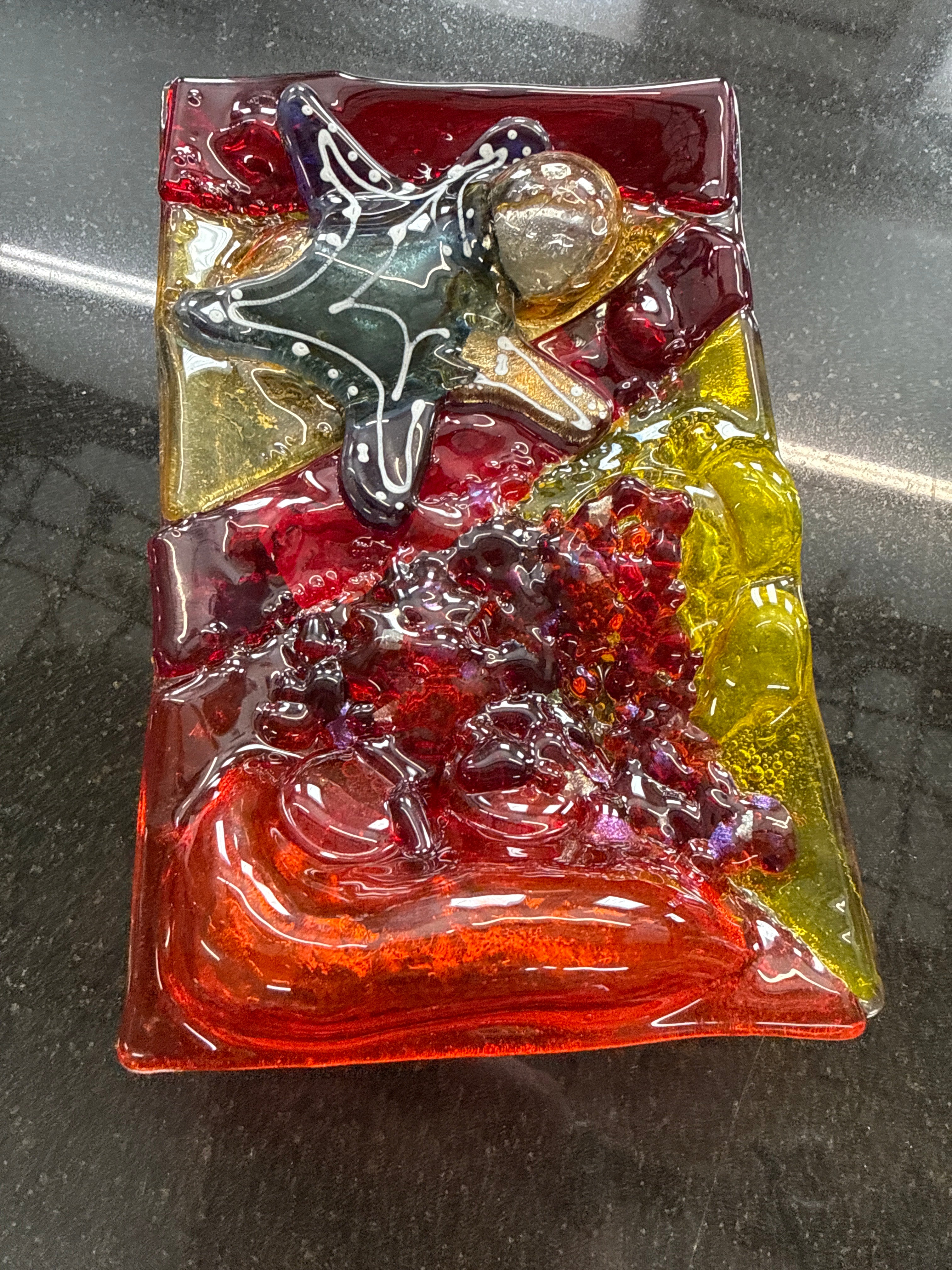 #378 Red Bubble Glass Dish