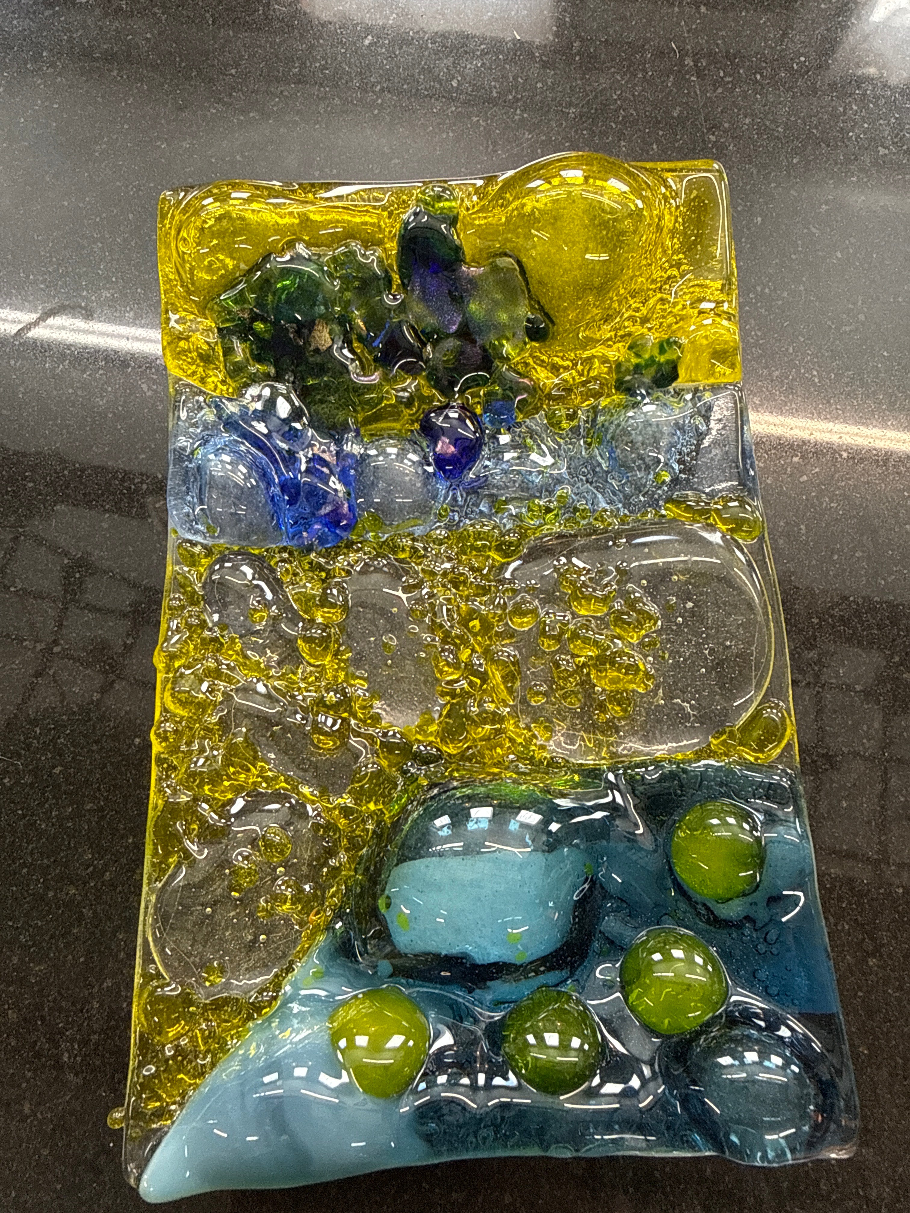 #376 Yellow Bubble Glass Dish
