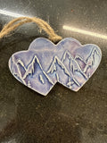 Pottery Ornament Double Hearts