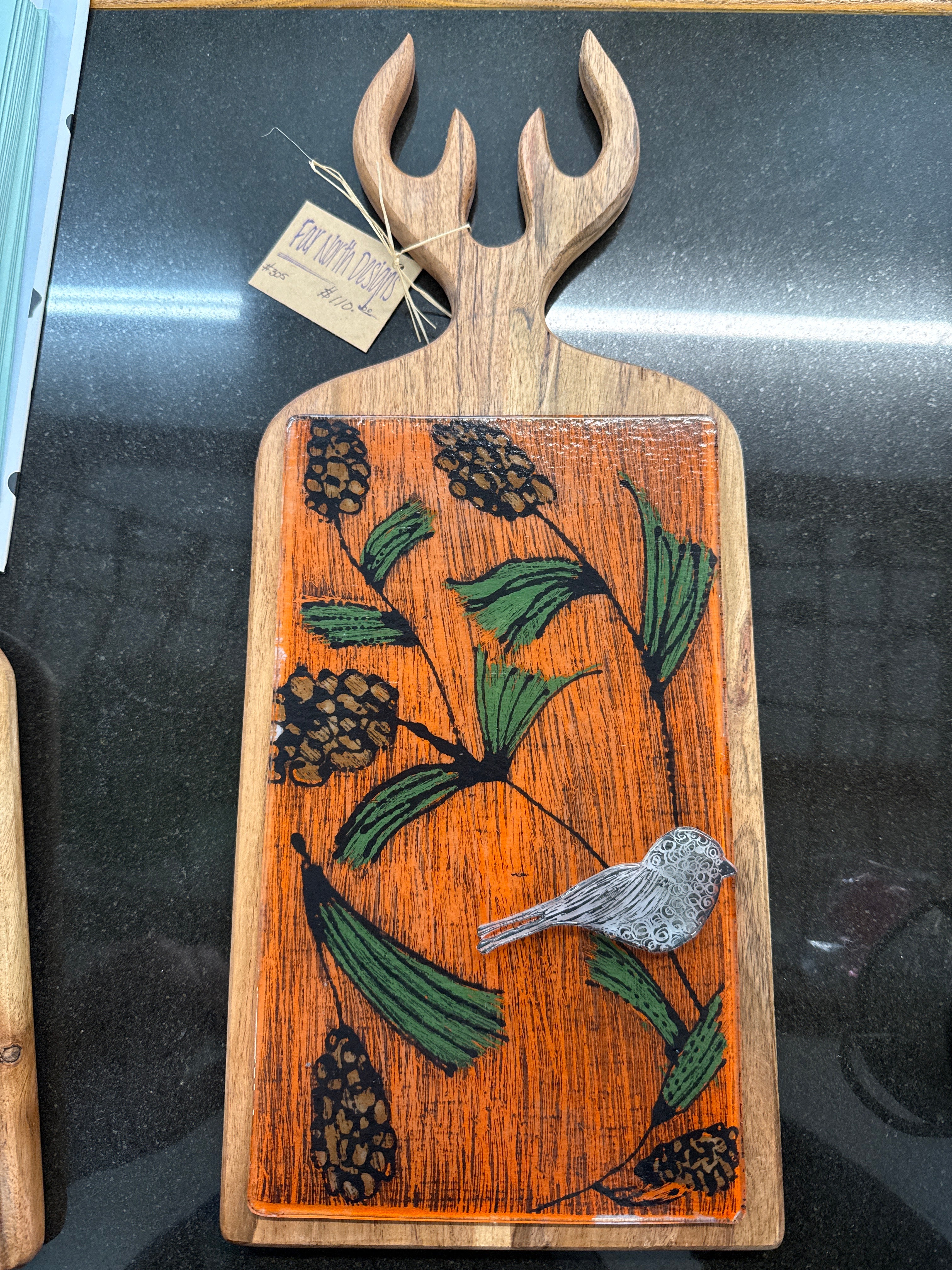 #305 Charcuterie Board Orange with Bird