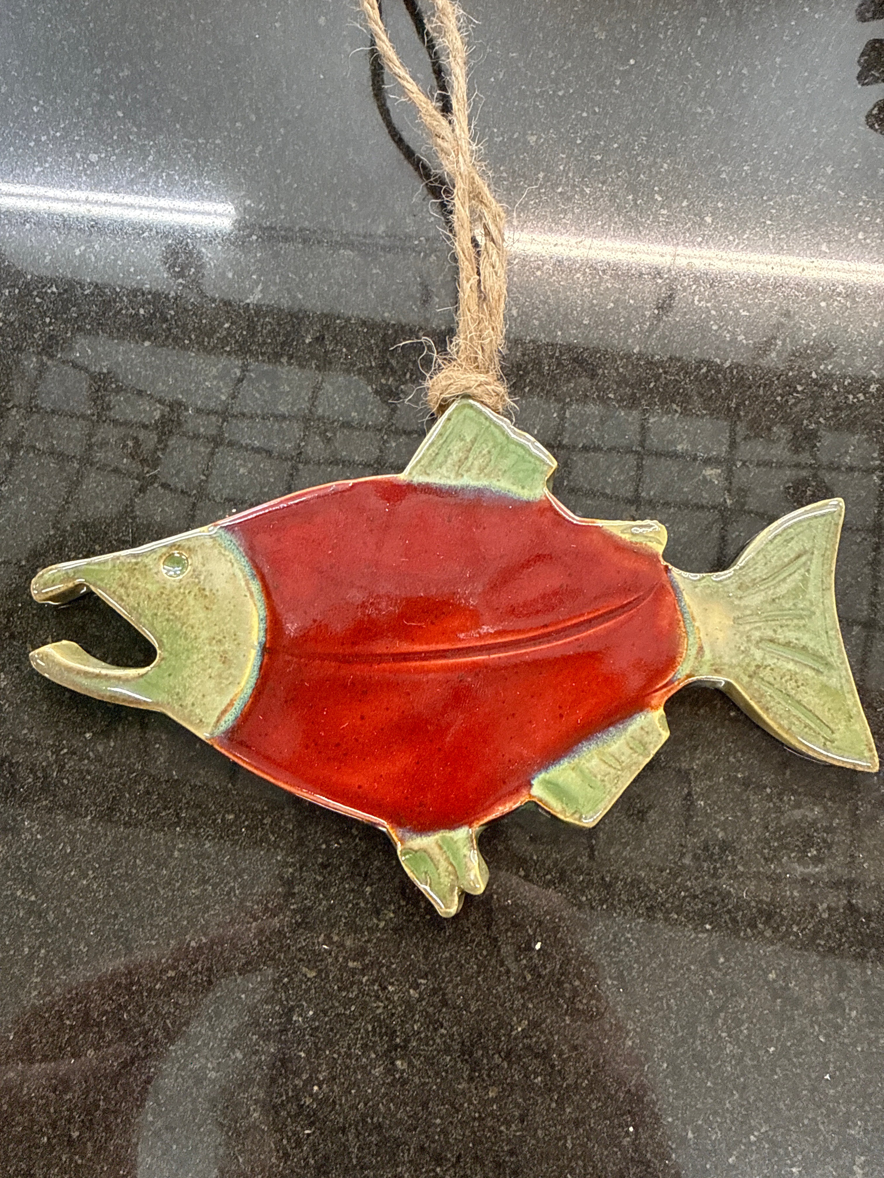 Large Pottery Ornament salmon