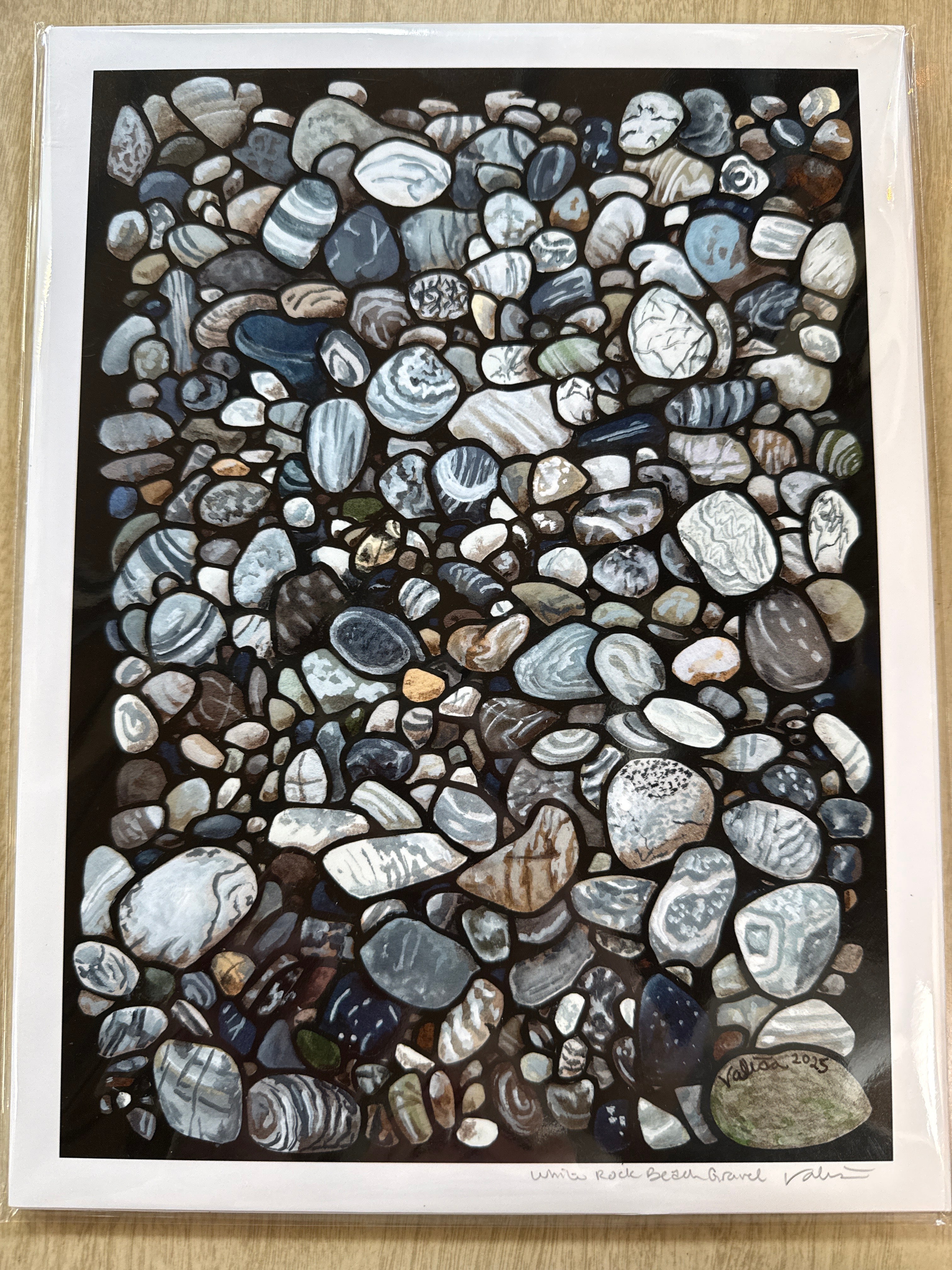 White Rich Beach Gravel 9x12 print
