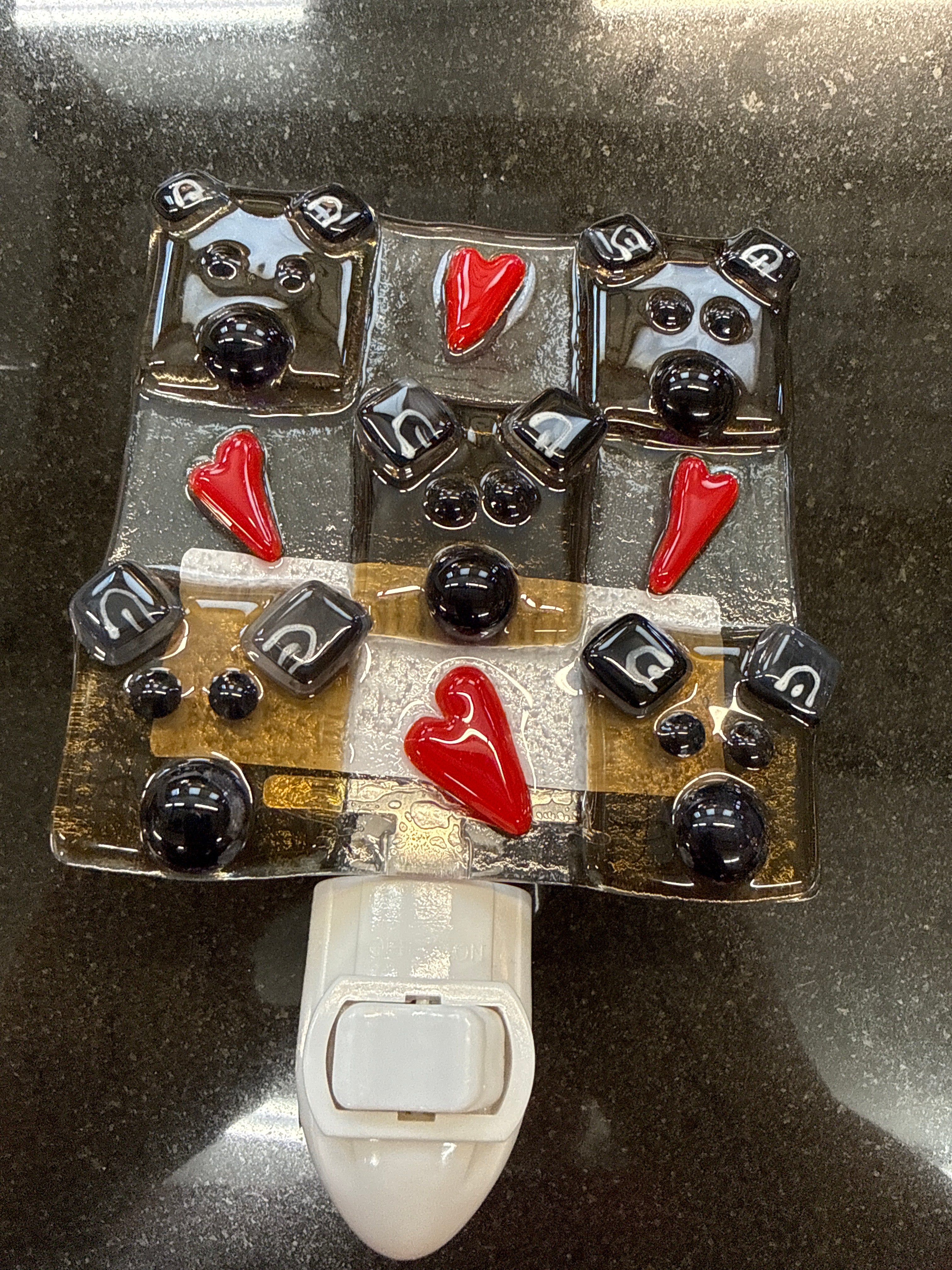 #326 Fused Glass Dog and Heart Nightlight