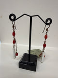 #286 Copper and Red Bamboo with Fresh Water Pearls Earrings