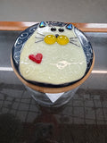 #370 glass jar with cat lid