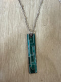 Necklace: Teal Tones Rectangle Abstract Pendant