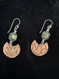 #164 copper with green earrings