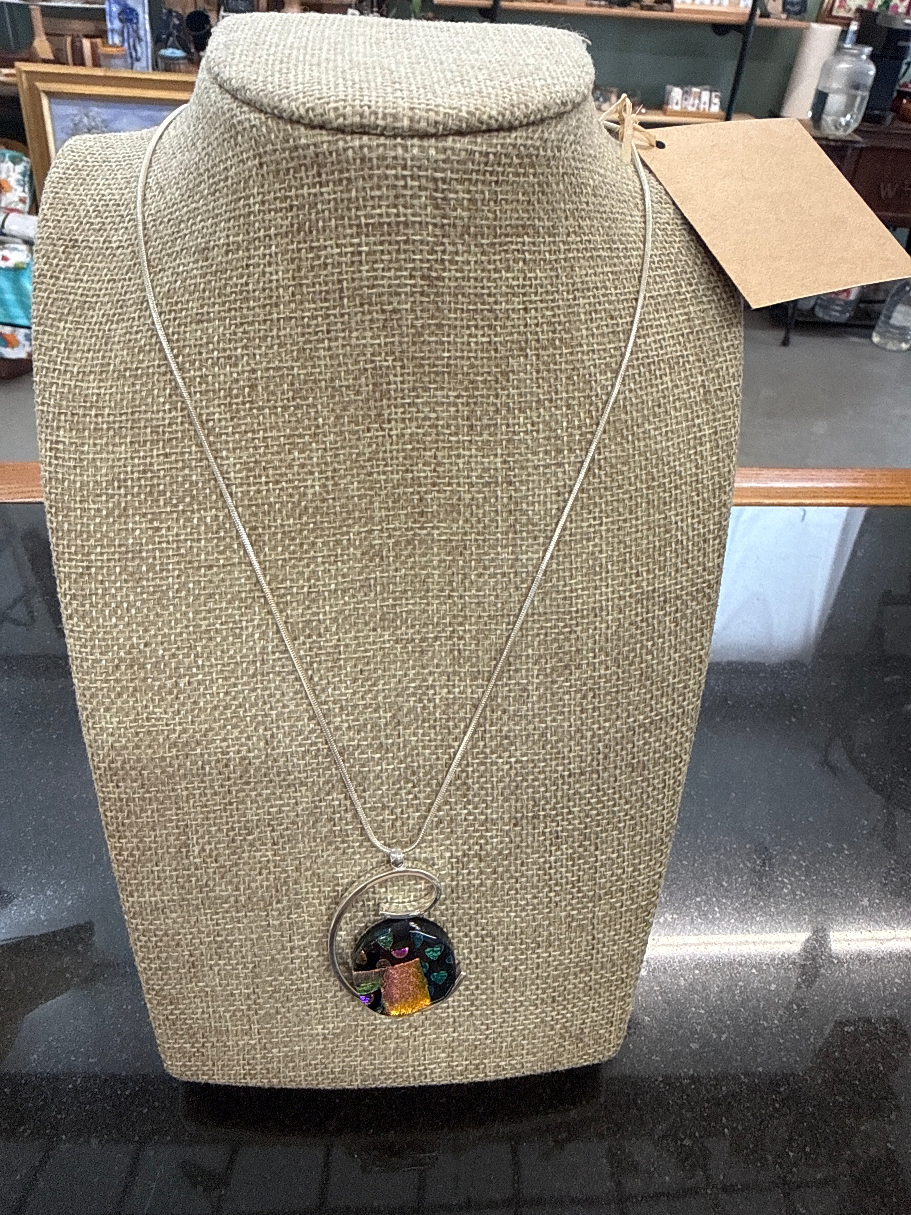 #333 Fused Glass Pendant Necklace