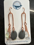 #335 Earrings: Ninilchik Stones, Copper Ear Wires, loop with Glass Drop