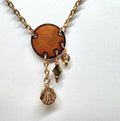 Necklace: enameled copper with memories glass and crystal beads CL N1