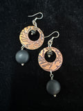 #153 copper black onyx earrings