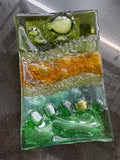 #379 Green Bubble Glass Dish