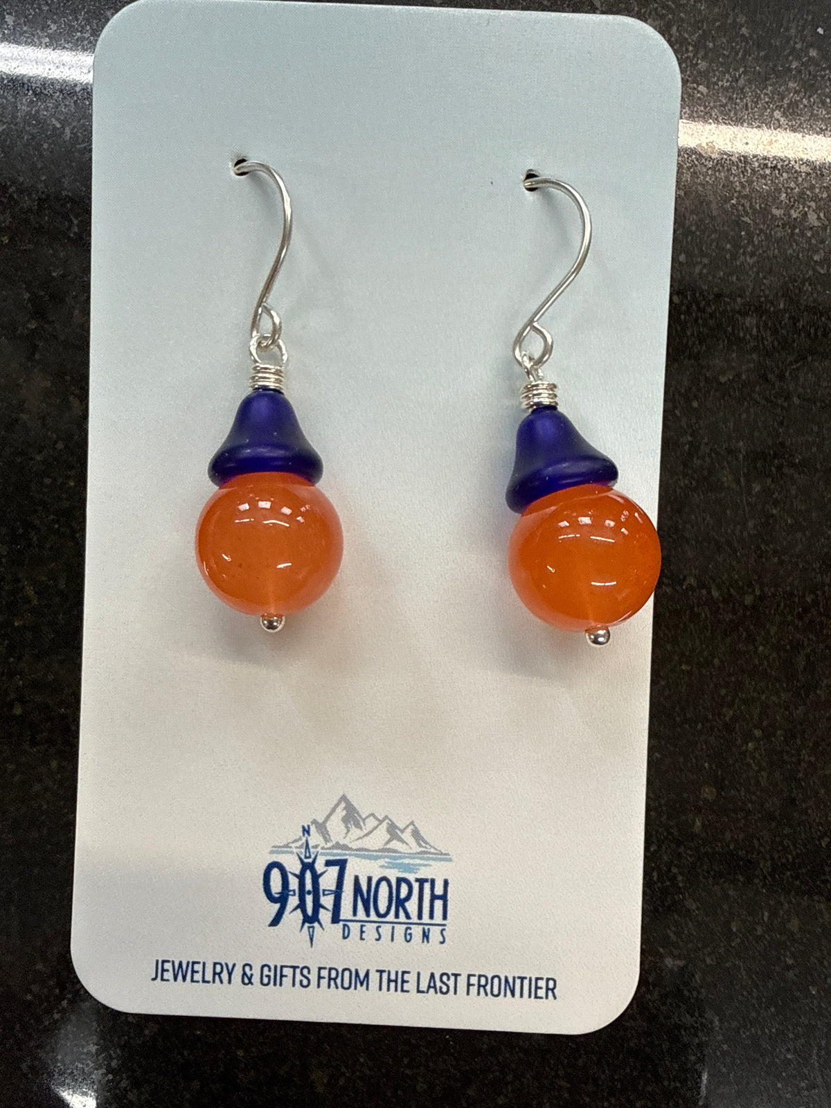 #1011 907 lmm salmon buoy earrings