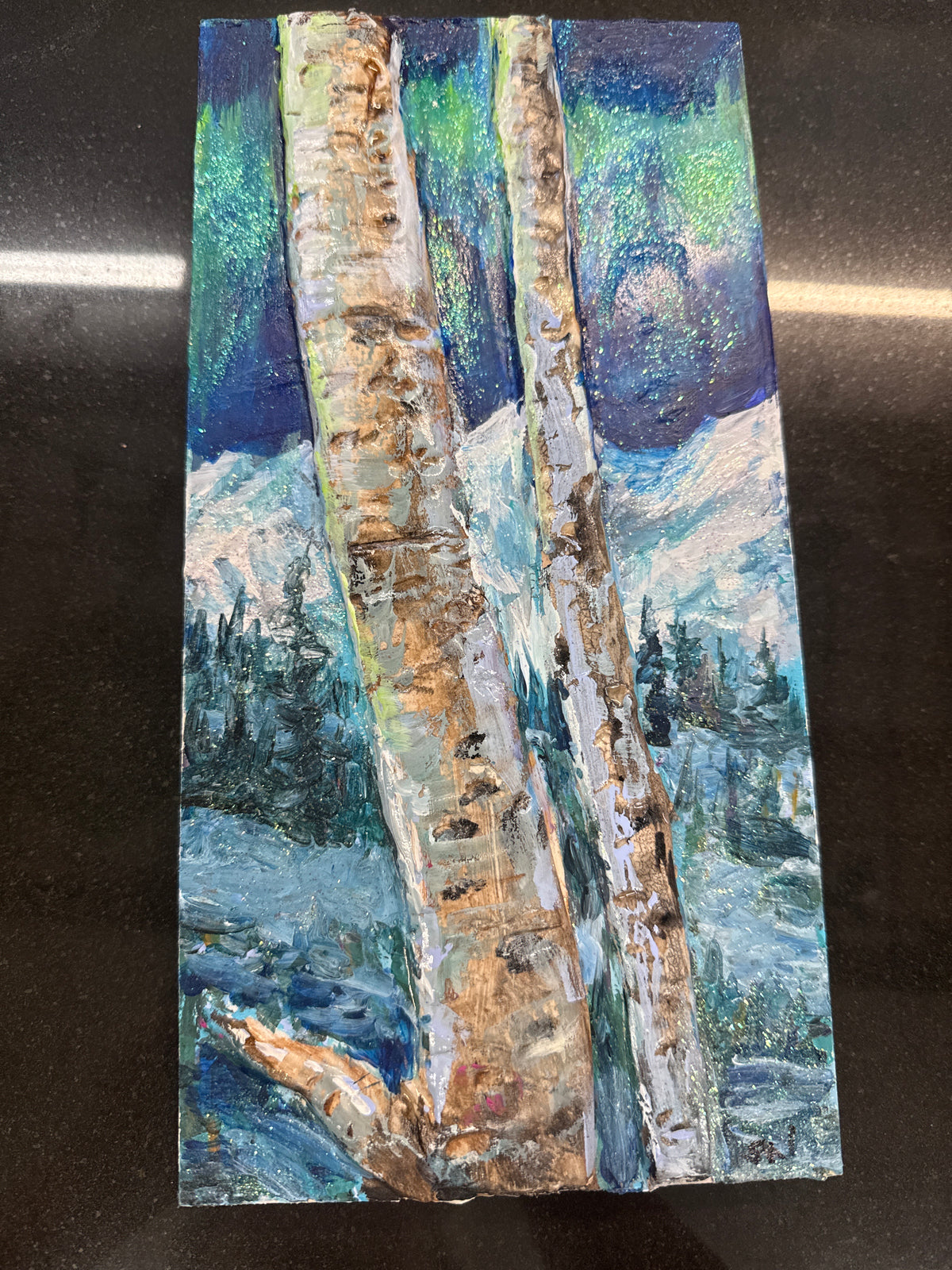 Birch Winter w Northern Lights 2 (Medium)