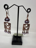 #283 Square Purple Lampwork Beads with Amethyst Earrings