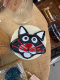 #357 glass jar with cat lid