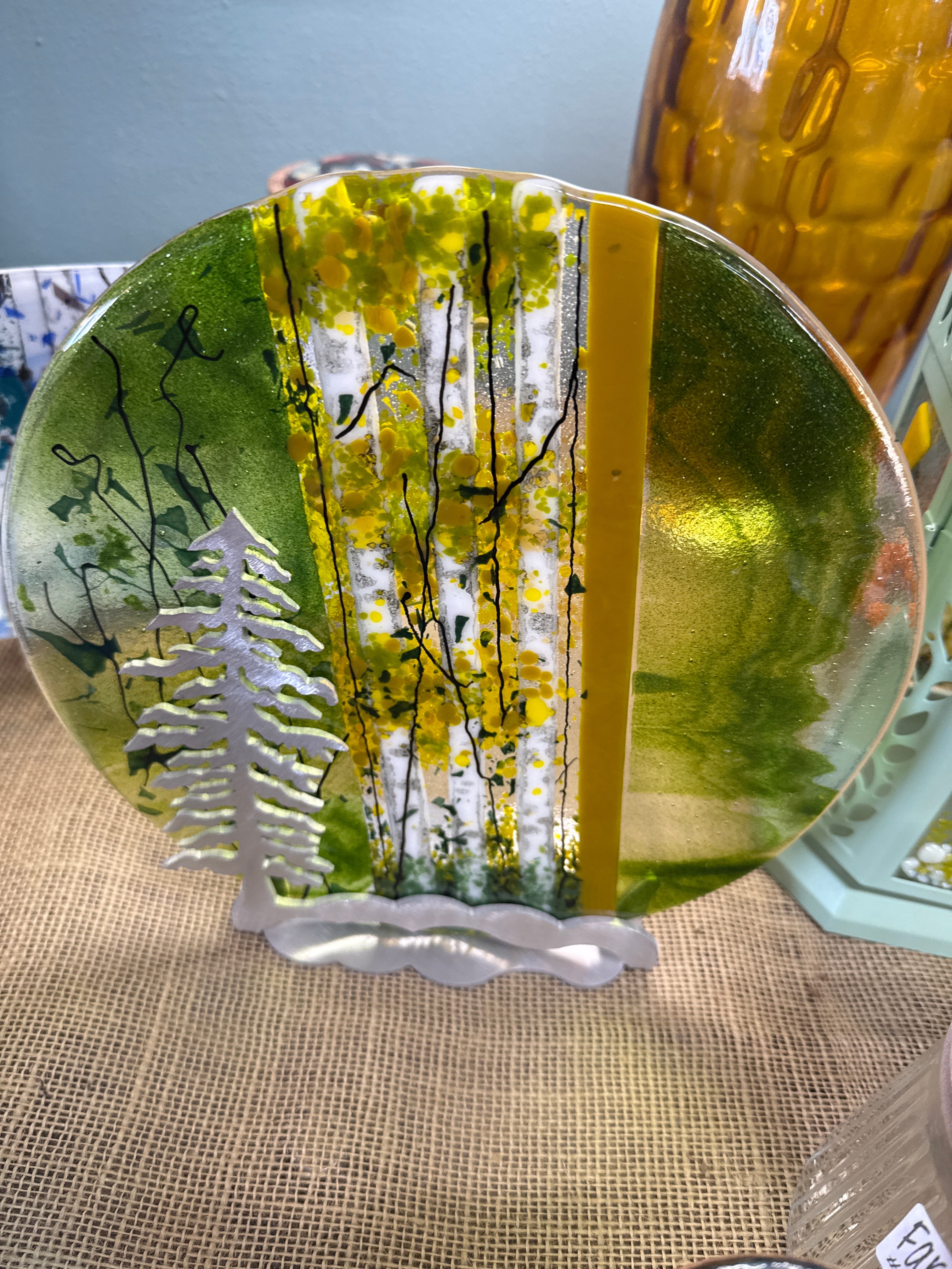 #352 10” Circle with Birch Trees and Stand
