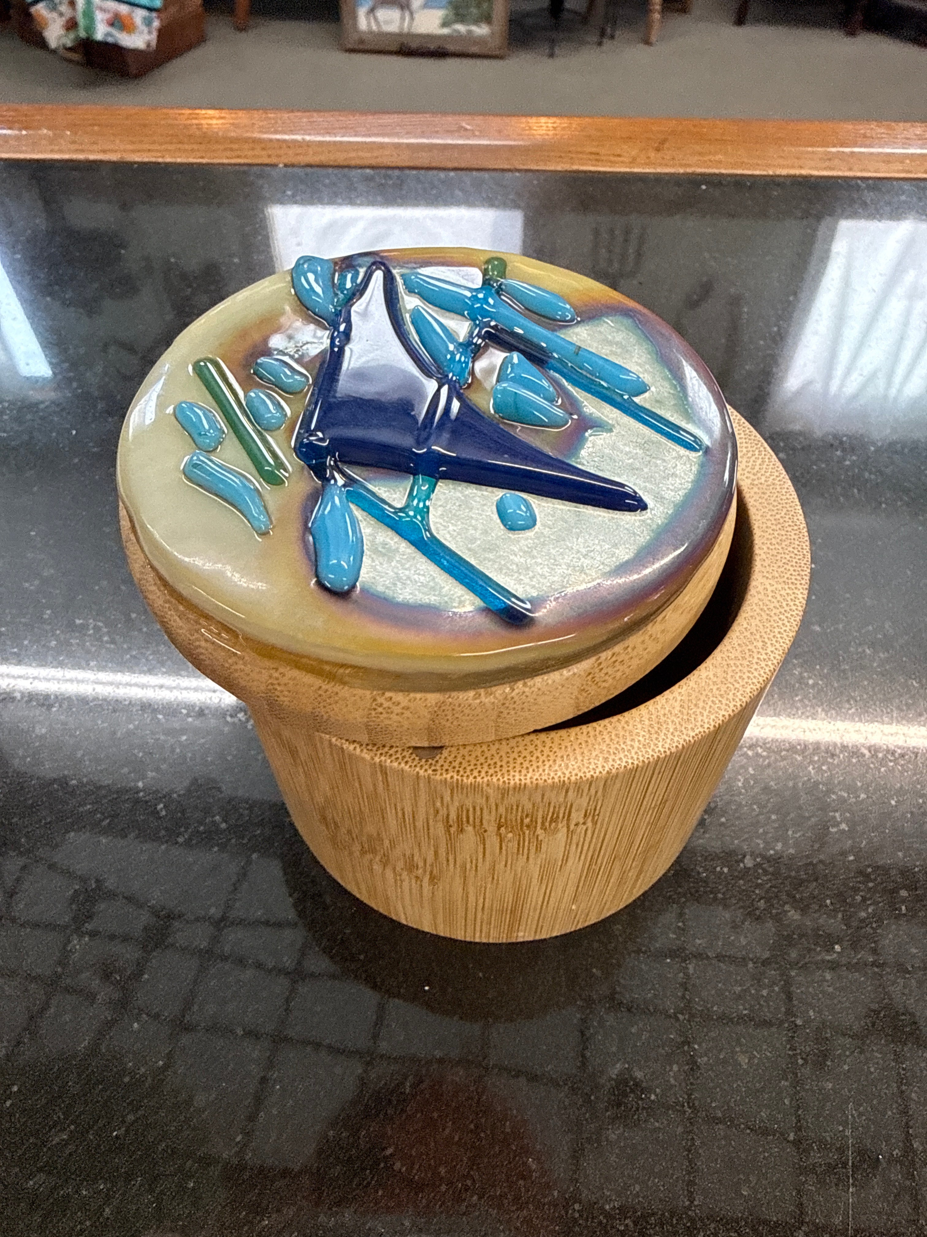 #368 Fused Glass Salt Box