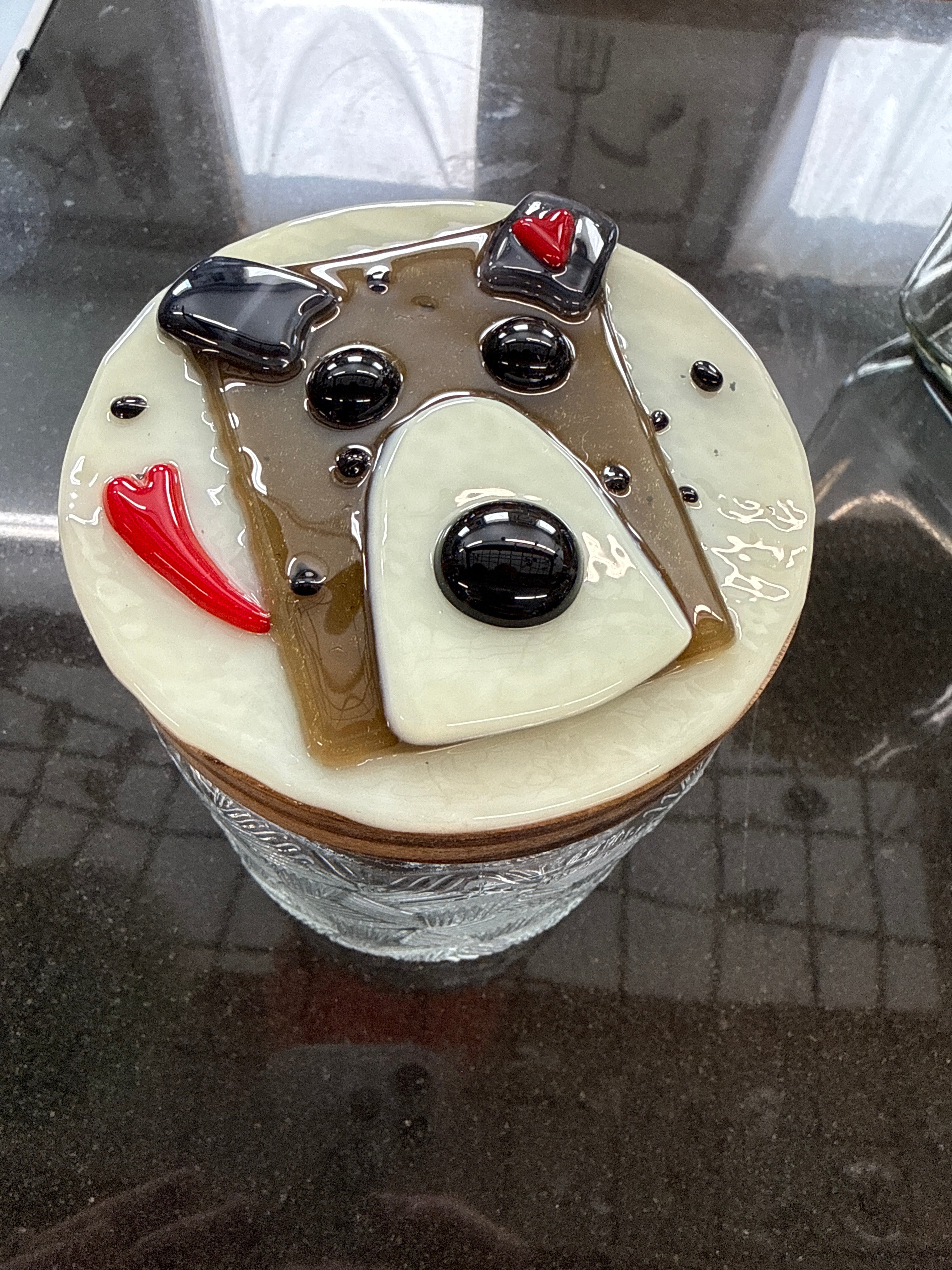 #331 glass jar with Dog Lid