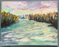 "Kenai River Calm" Original on canvas 15x16 in