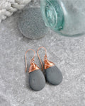 #264 Earrings - Ninilchik Stones copper wire wrap, copper ear wires