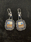 Salmon Leather Dangle Earrings with hand beading