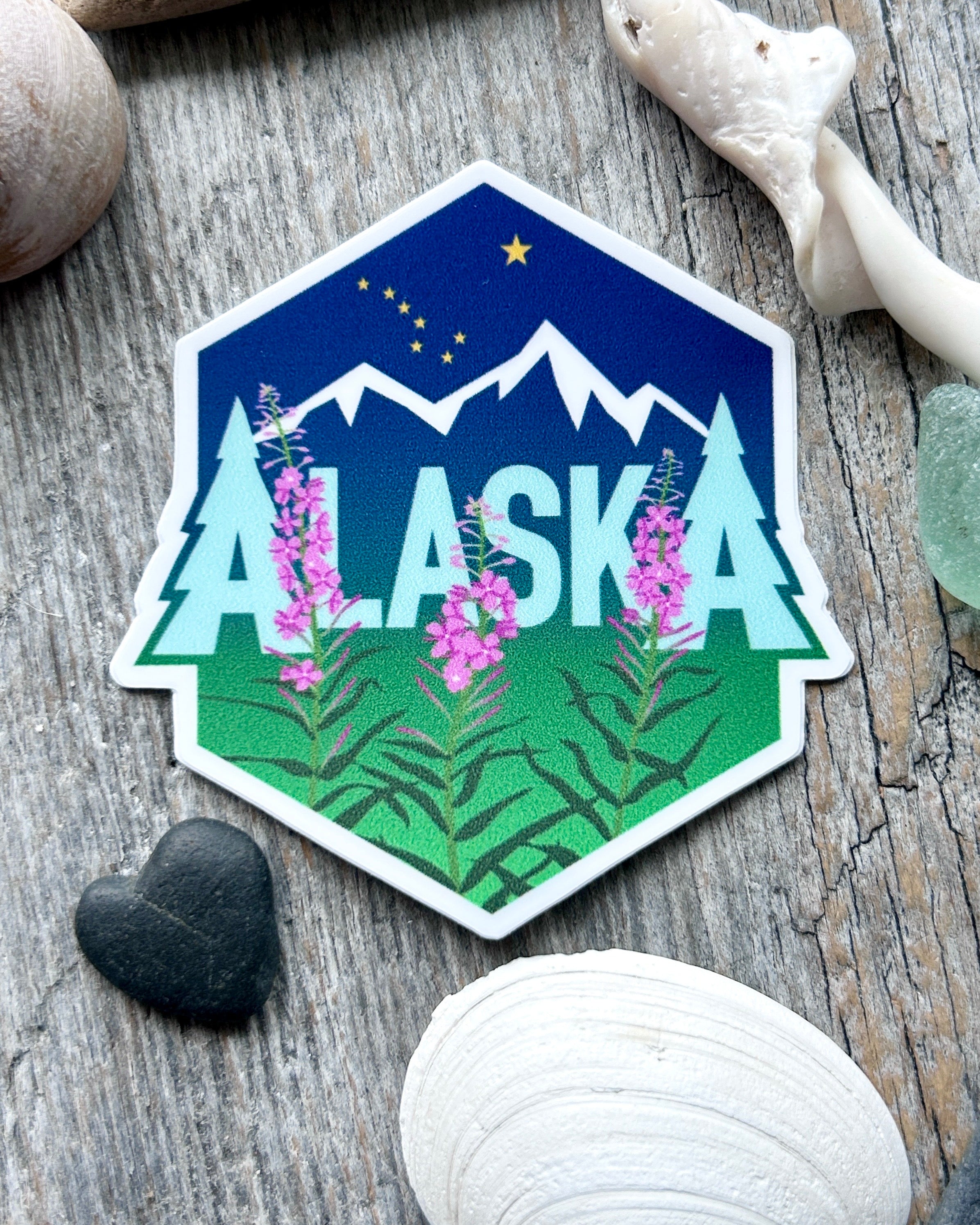 sticker: 907 North Alaska hexagon Generic