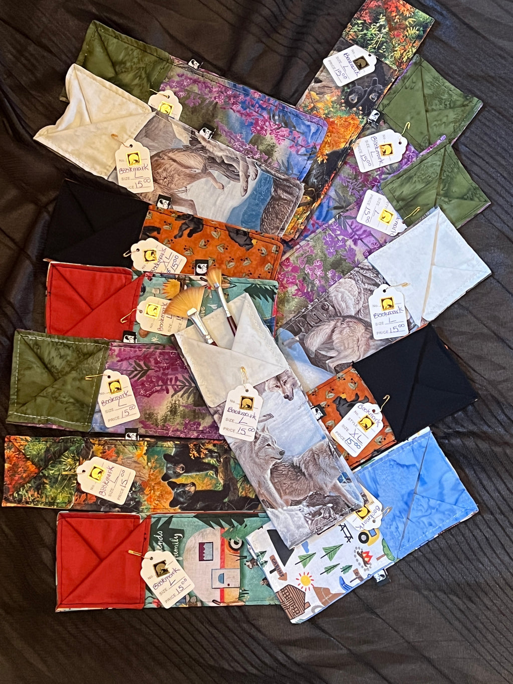Fabric bookmarks with holder