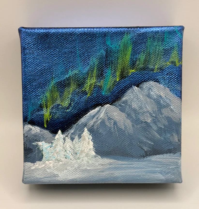Northern Magic: Original Acrylic on canvas 4x4