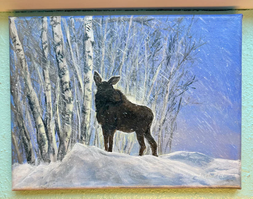 Snow pile Forager original painting  9x12