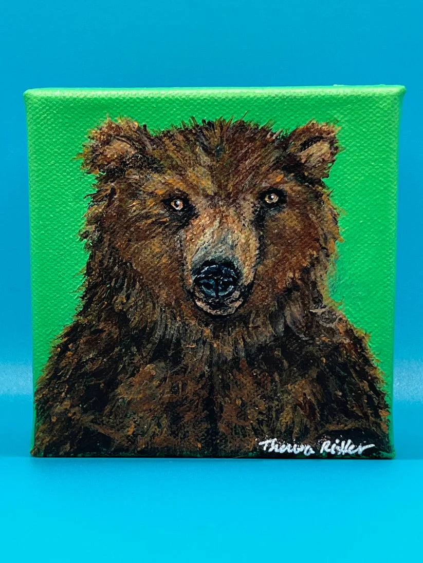 Grizz:  Original Acrylic on canvas 4x4