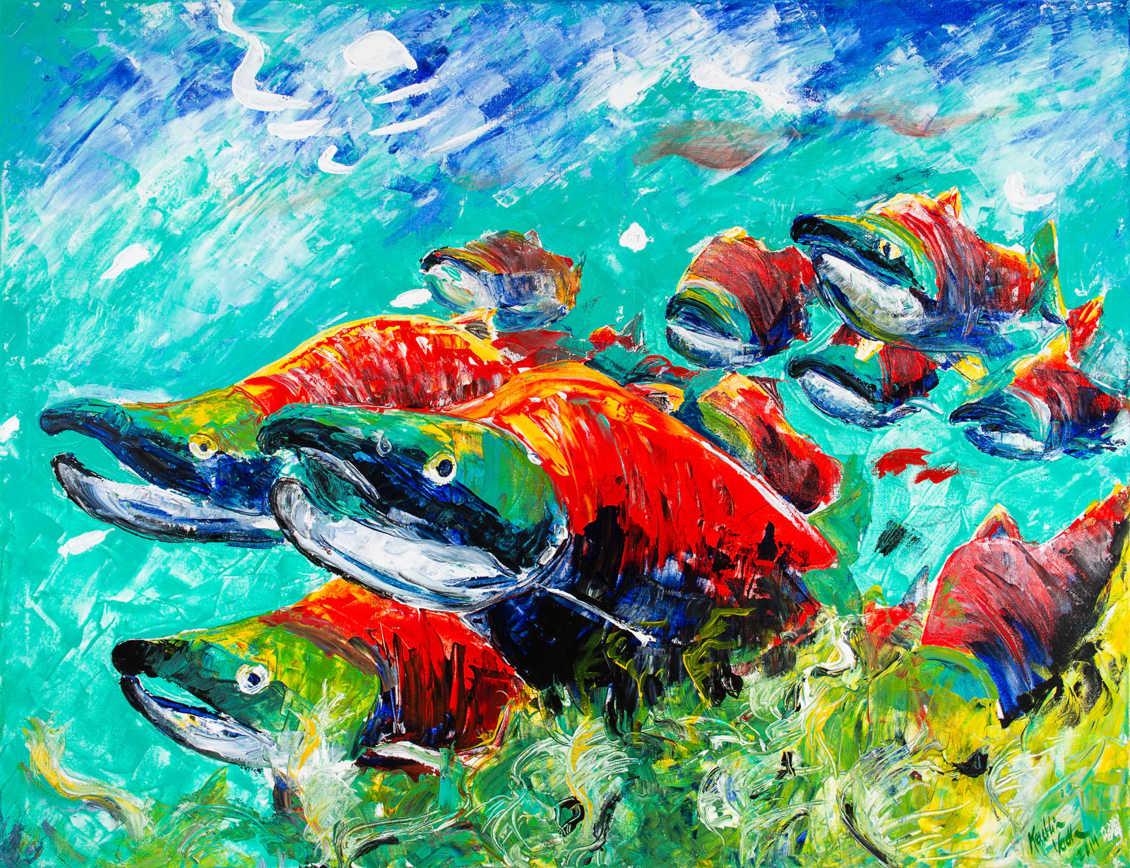 Palette Knife Reds 30 x40 canvas