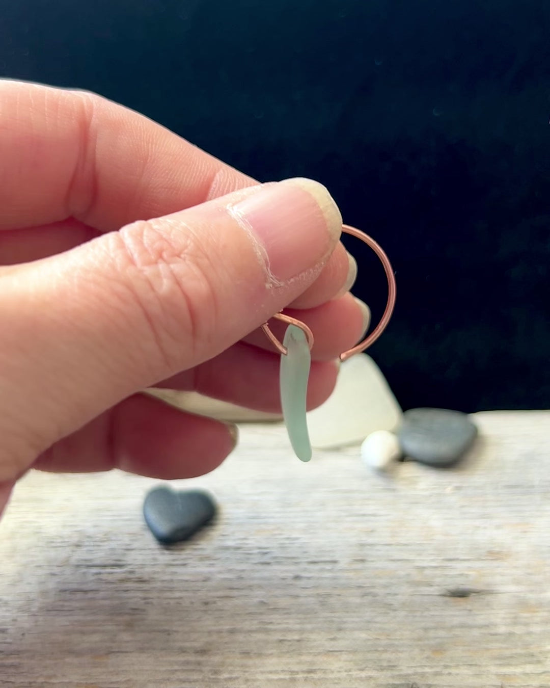 #1202 907 lmm Aqua frosted glass circle loop ear wires 18 gauge