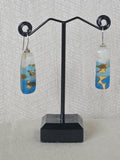 #89 Fused Light And Dark Blue Glass Earrings
