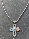 Vintage lapis and silver cross