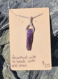 Amethyst  with SS beads, wire, and chain RH46