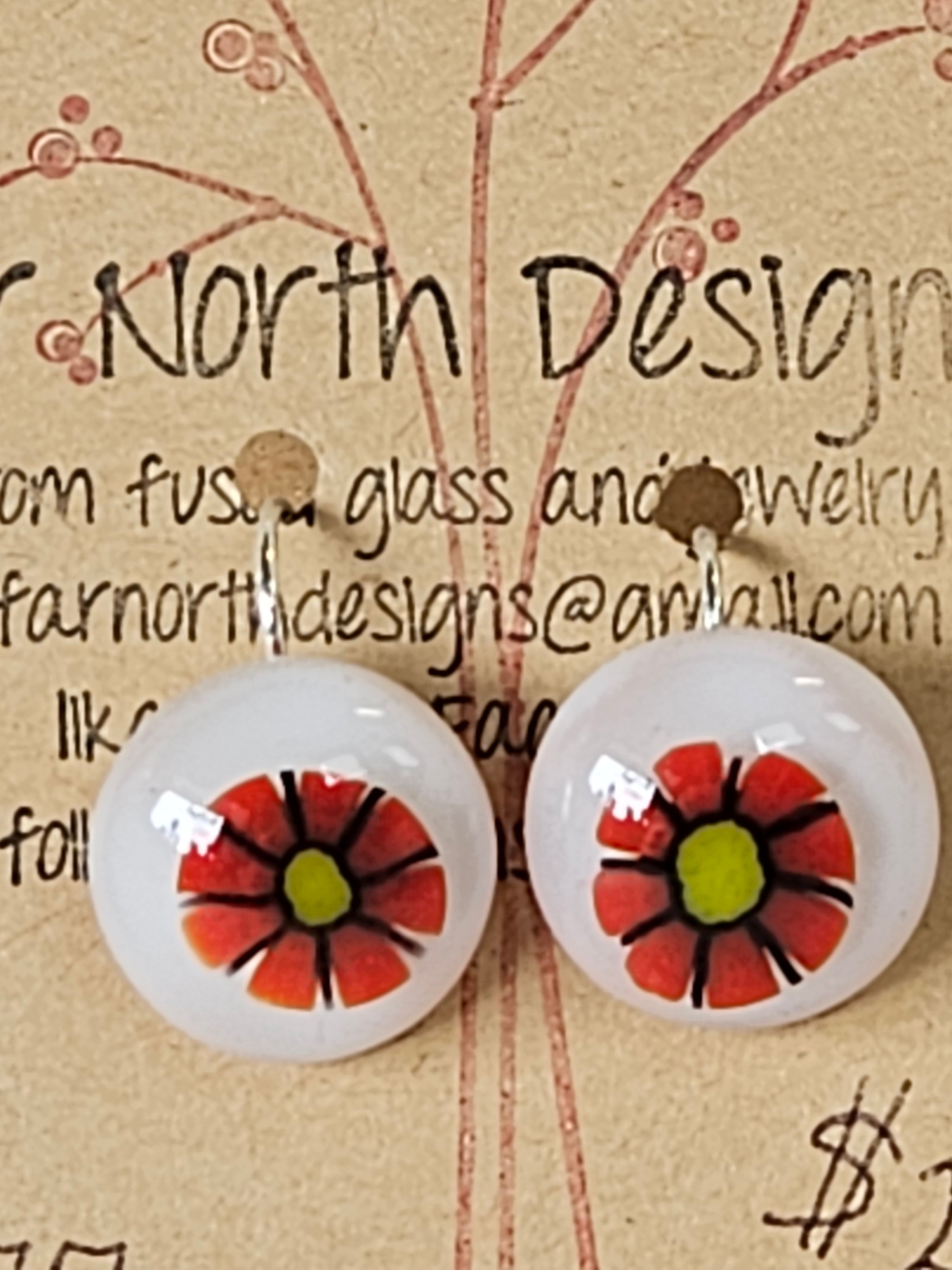 #77 Red Flower Drop earrings